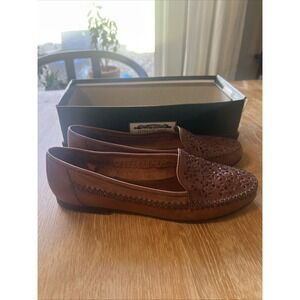 Vintage Separate Issue Leather Woven Womens 9.5 Slip-on Loafers Brazil